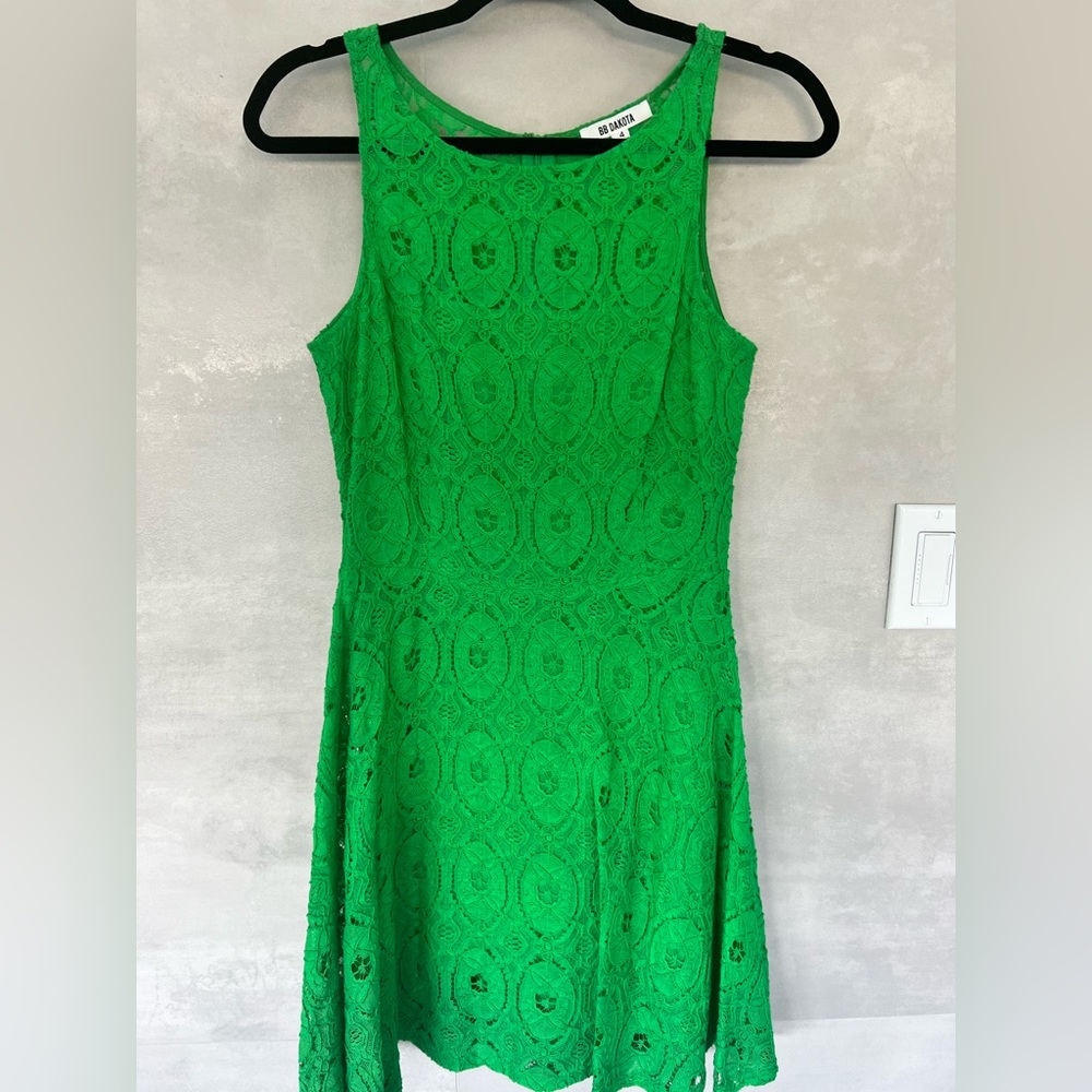 BB Dakota Renley Lace Fit Flare Dress Green summer cocktail wedding Nordstrom